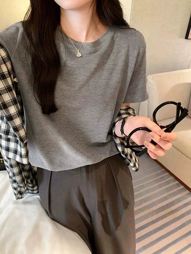 Korean Style Urban Chic White Shirt Embroidered Tee