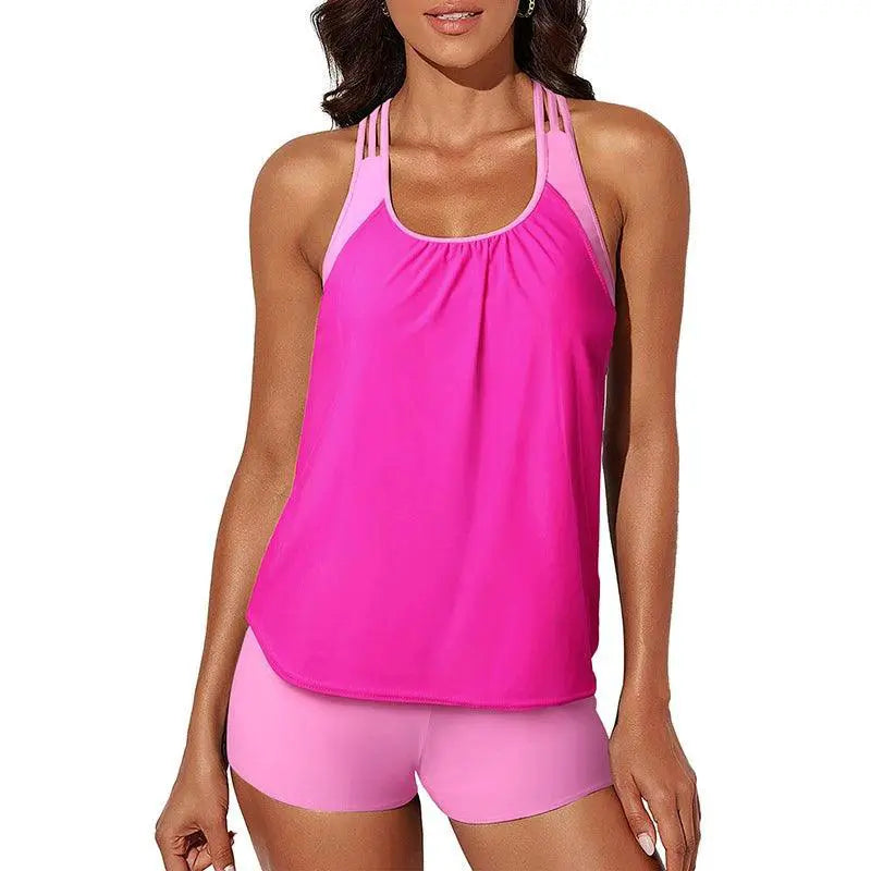 Conservative Split Swimsuit U Collar Tankini for Women — product view 8