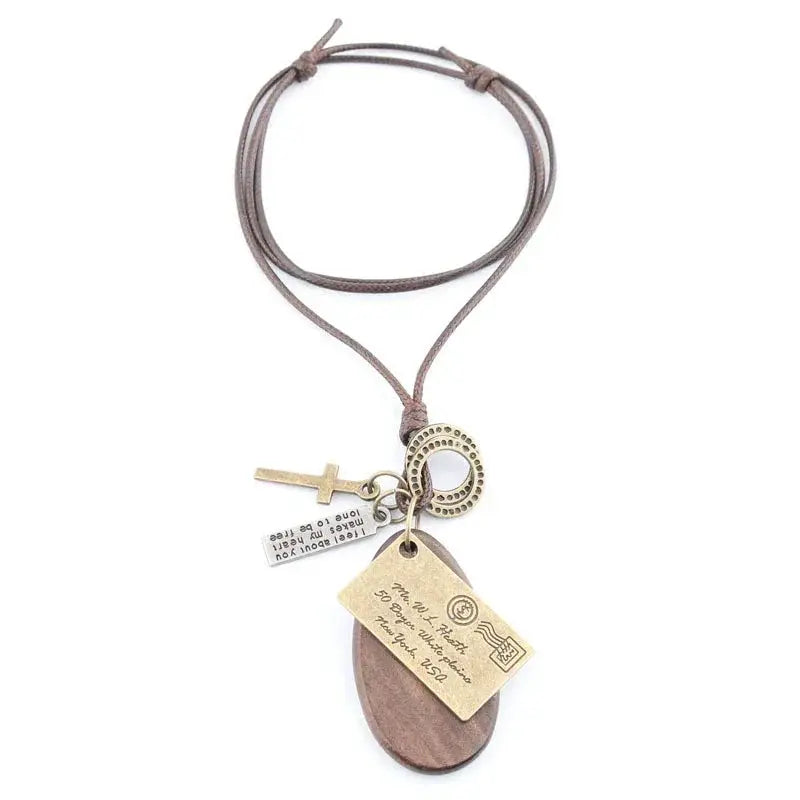 Baigu Baseball Wooden Necklace Pendant Bronze Accessory