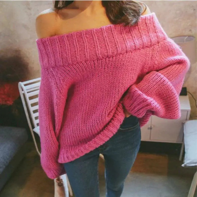 Stay Stylish Off Shoulder Solid Color Sweater Top For Women