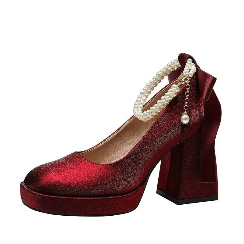 Fairy Satin Strap Retro Heels Elegant Magical Style