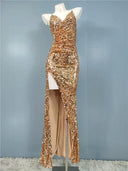 Glitter Sequin V-Neck Party Dress for Sparkling Nightclub Glamour