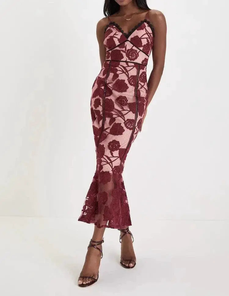 Elegant Lace Fishtail Sheath Mesh Dress for Allure