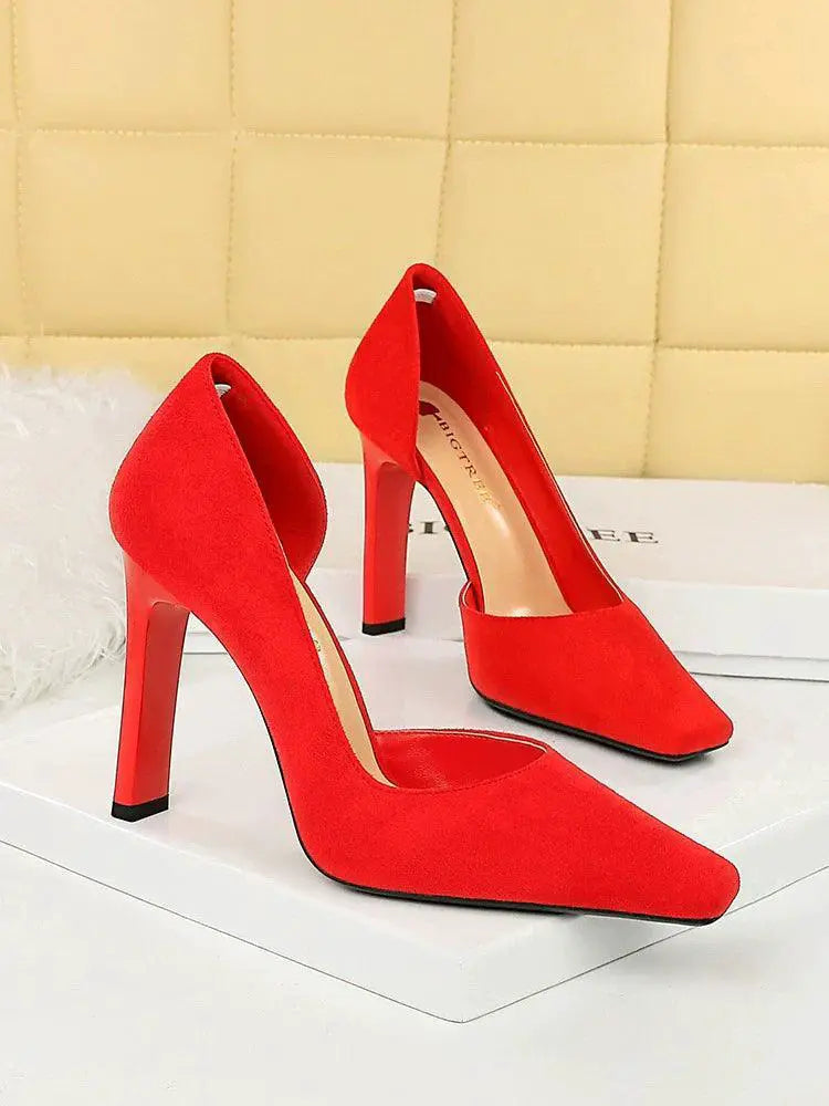 Elegant Suede Hollow Out High Heels For Autumn Style