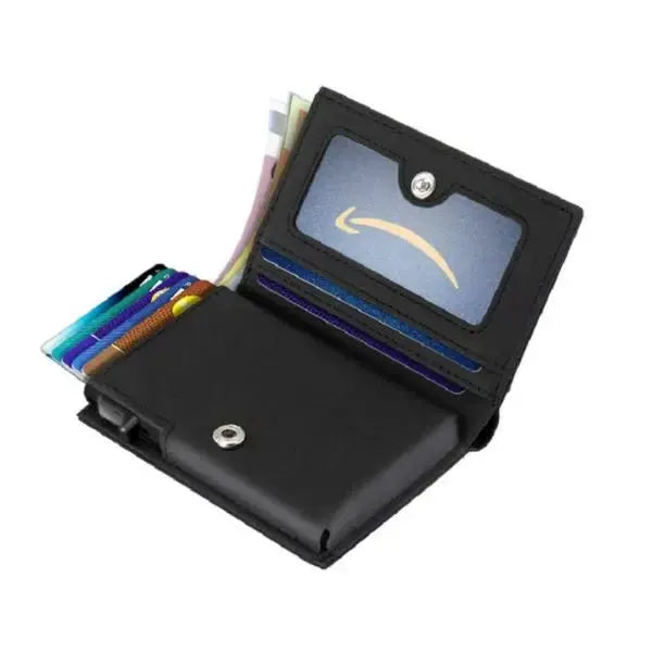 Aluminum Alloy Mens Leather Wallet RFID Anti Magnetic