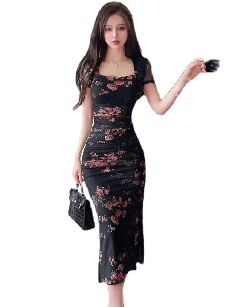 Bronzing Floral Mesh Dress Elegance Redefined Statement