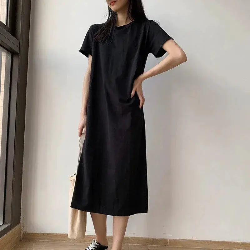 European Chic Cotton Dress Modern Korean Style Elegance