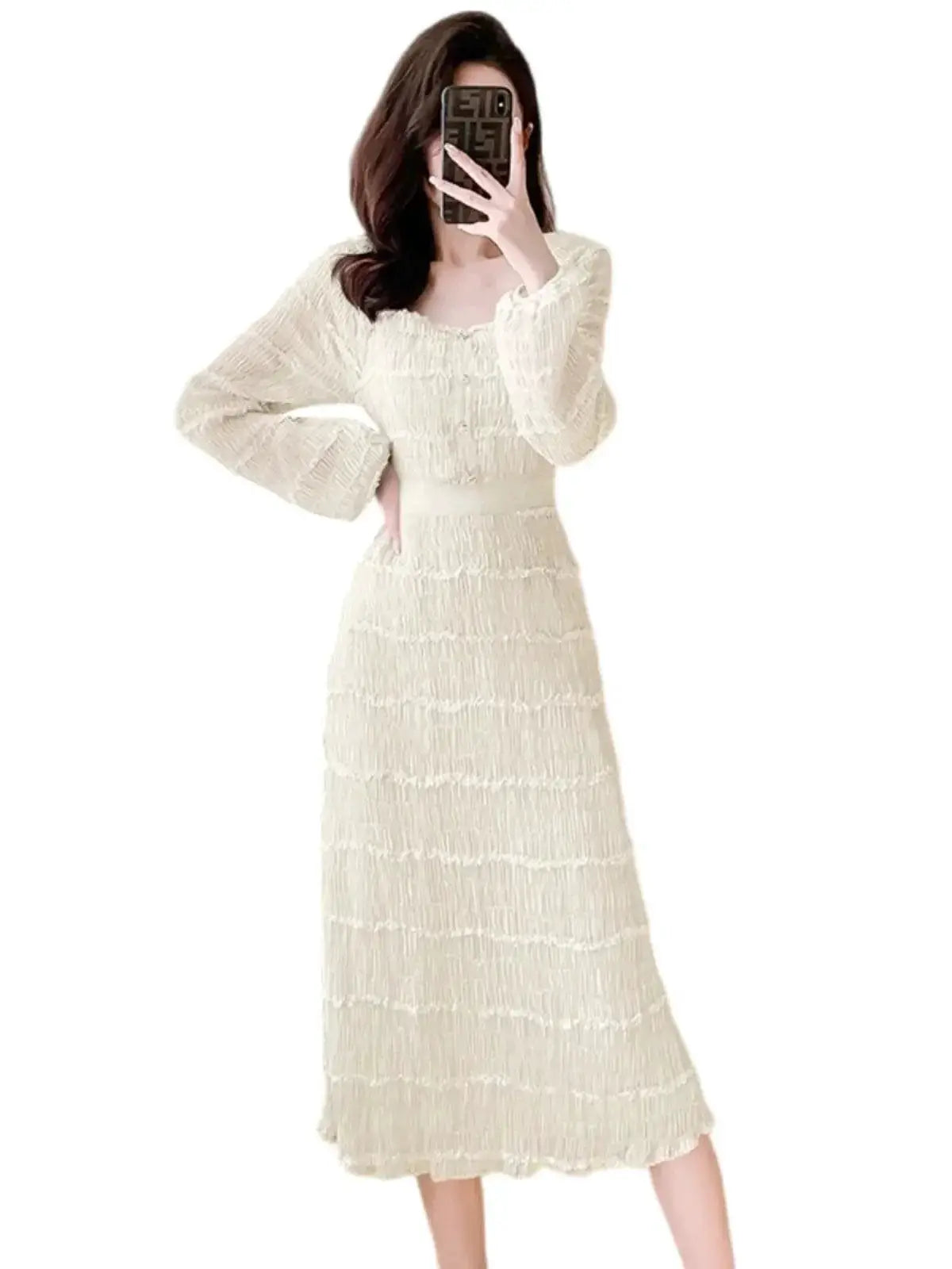 French Chiffon A Line Dress For Women Sophisticated Style