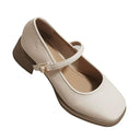 Soft Leather Square-Toe Strap Shoes for Stylish Winter Wear