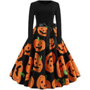 Floral Pumpkin Halloween Dress for Women