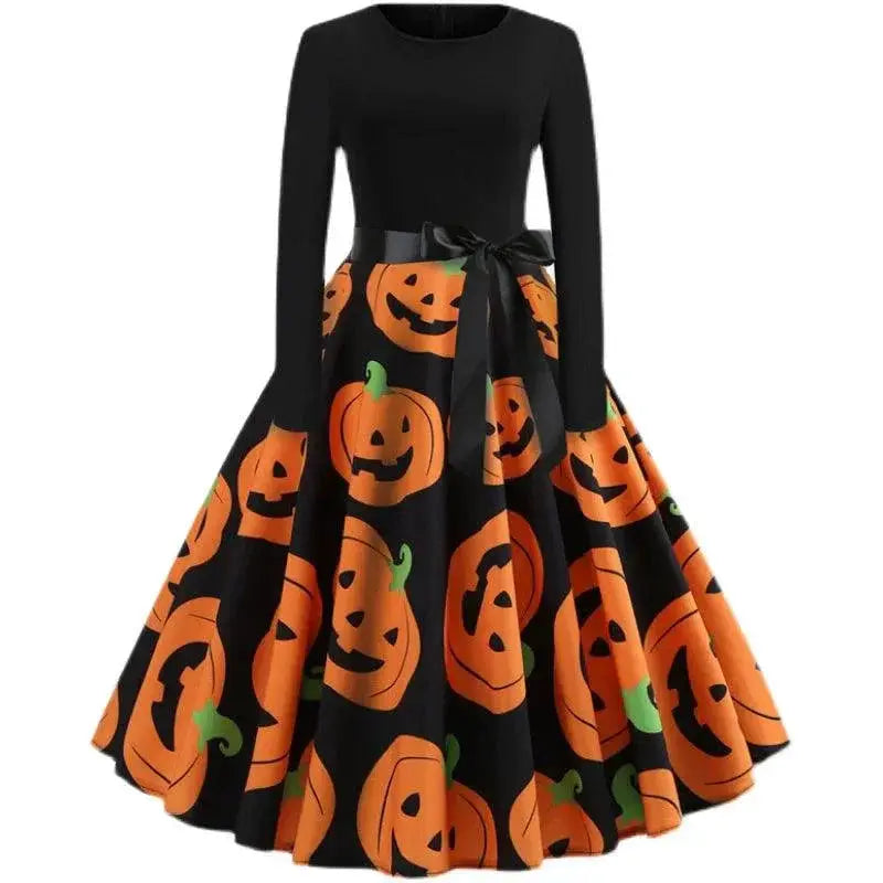 Fancy Pumpkin Halloween Dress Vintage Floral A Line Costume