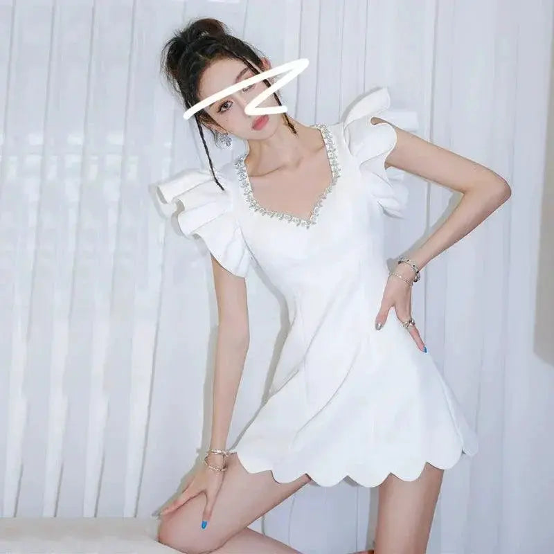 Diamond V Neck Frill Dress Luxe Summer Style And Comfort