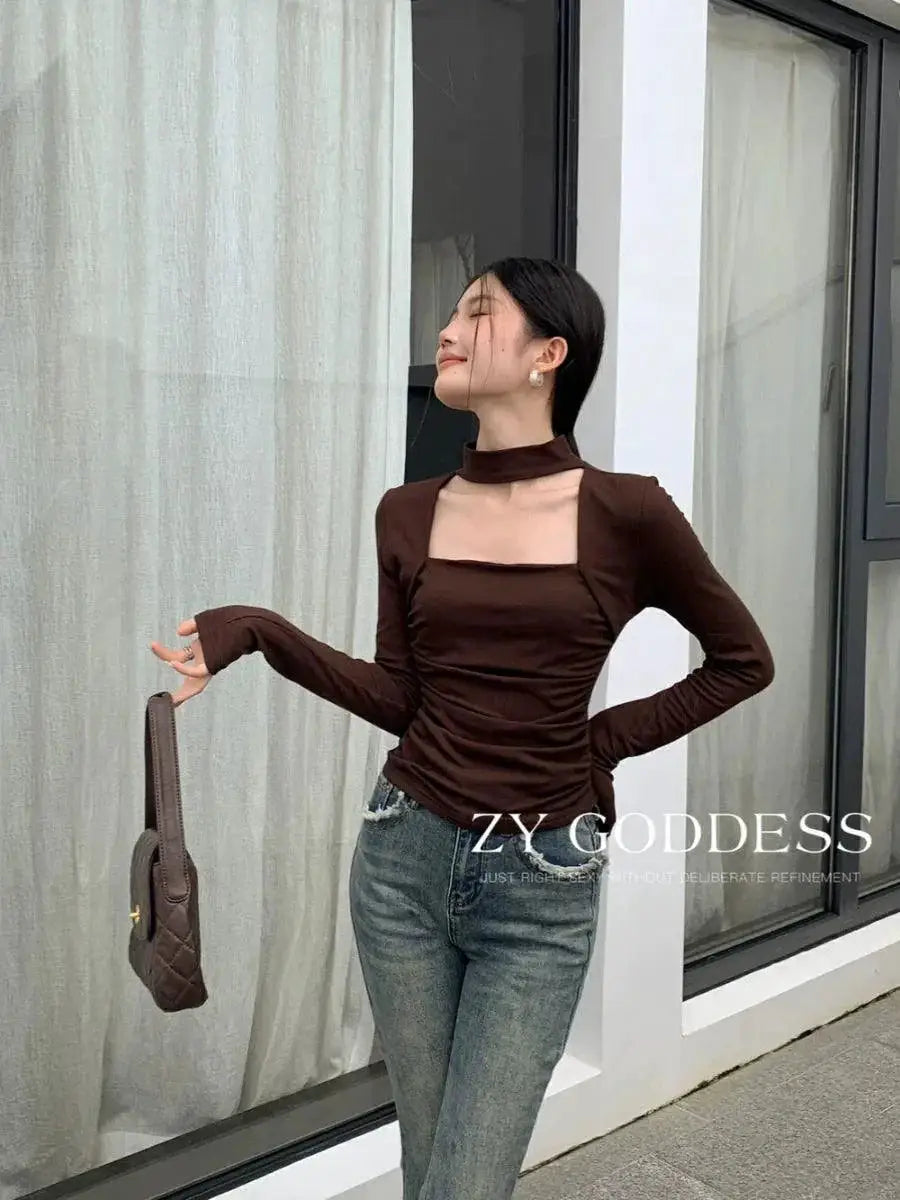 Square Collar T Shirt Korean Autumn Fashion Statement