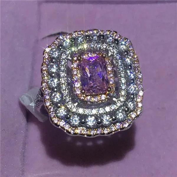 Enchanting Pink Crystal Princess Party Ring Sterling Silver