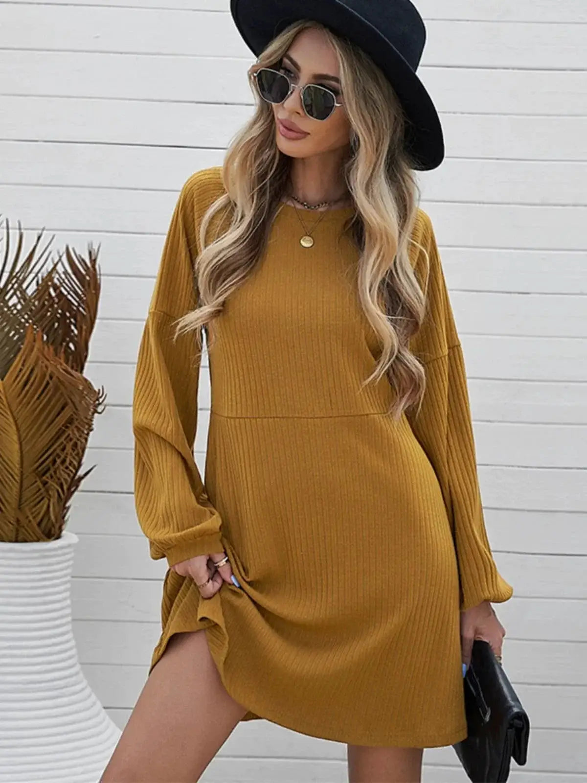 Autumn Winter Dress Sweater Womens Loose Round Neck Pullover