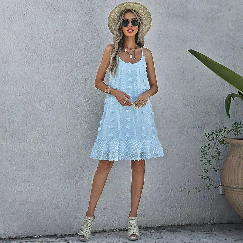 Elegant Three Dimensional Decoration Loose Strap Dress