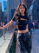 Weird Puss Sexy Hollow Design T-Shirt Trendy Street Style