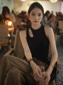 Beauty Back Black Sexy Sleeveless Top Camisole for Summer