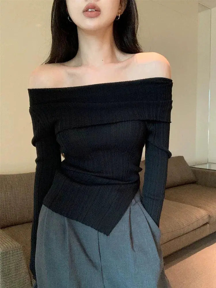 Cozy Off The Shoulder Knitwear For Plus Size Fashion Piece
