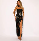 Lady Wind Dress: Floral Print Tube Top Dress with Lace Detail