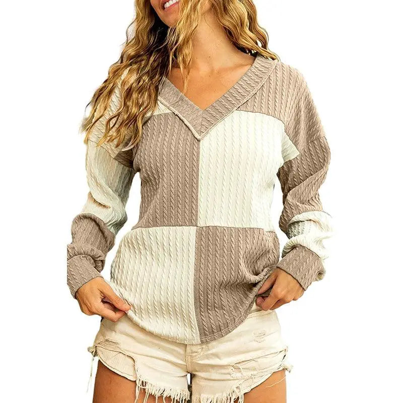 Fall 2024 Pullover V Neck Womens Sweater Cozy Knit