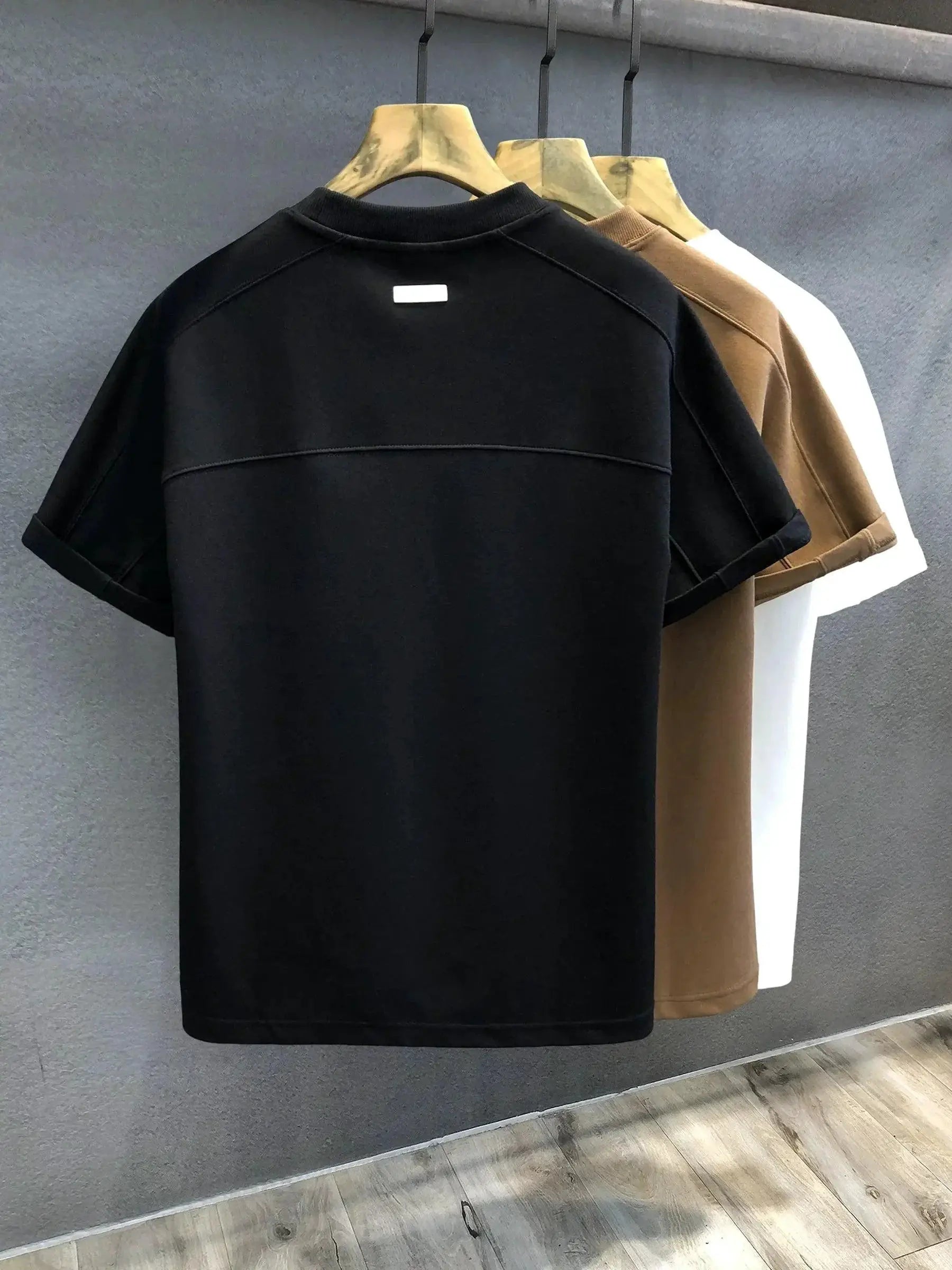 316G Minimalist Elbow Sleeved Mens T Shirt For Comfort