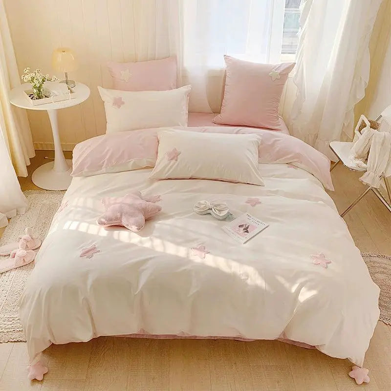 Young Adult Heart Princess Cotton Bedding Set Four Piece
