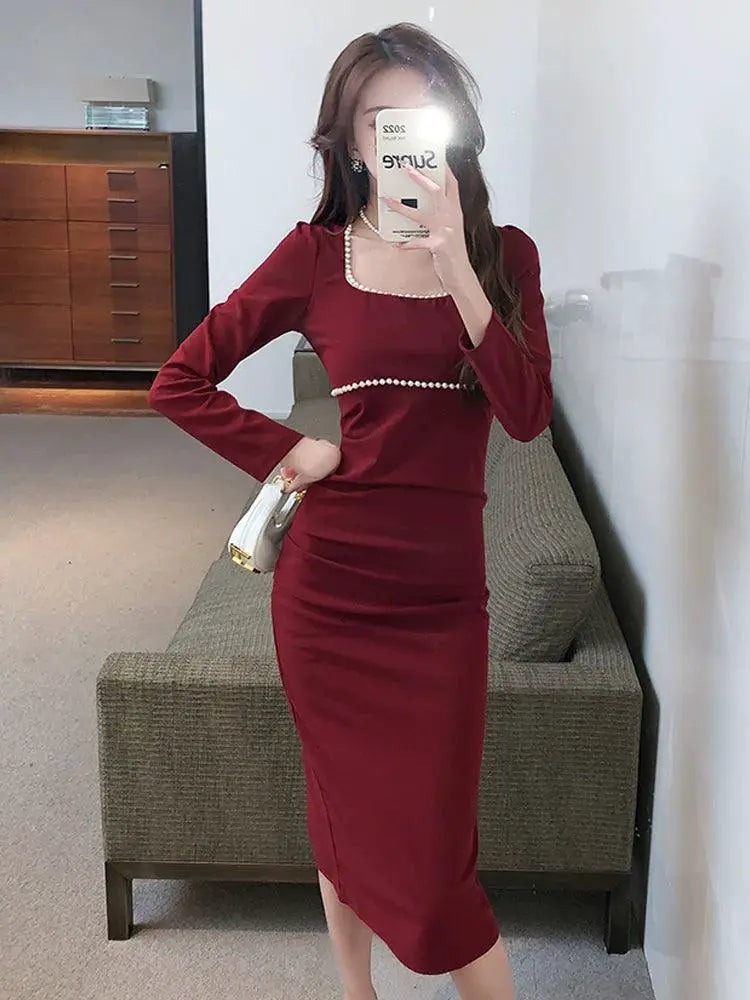French Elegance Pleated Dress For Sophisticated Women