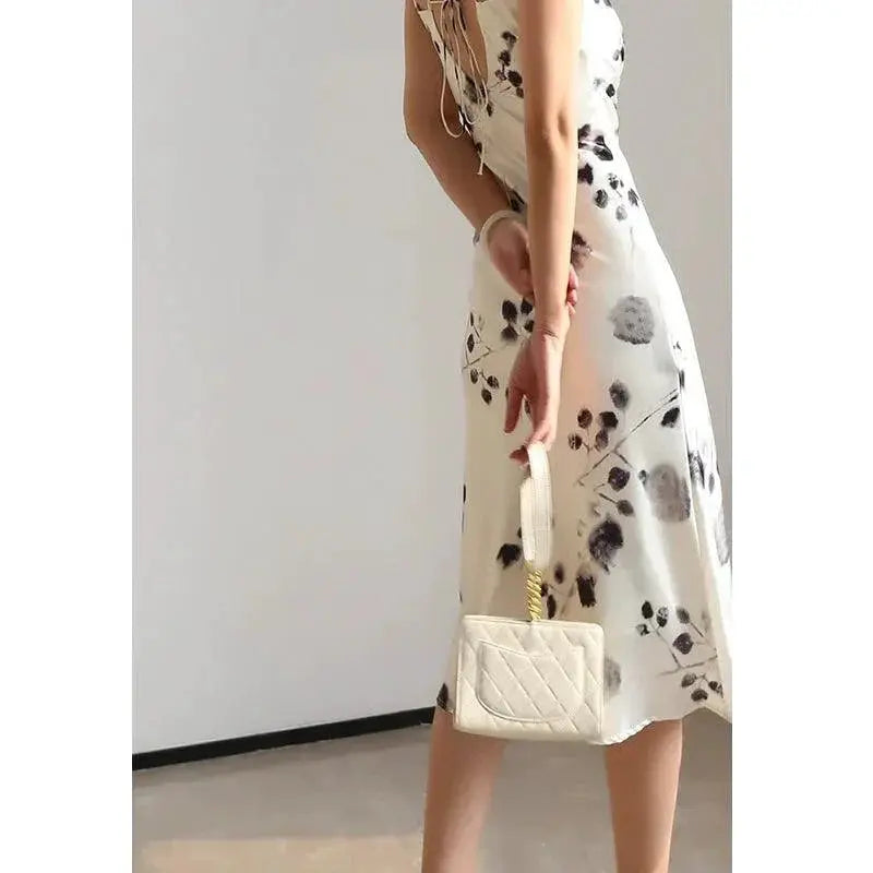 Satin Floral Fishtail Slip Dress For Summer Chic Elegance