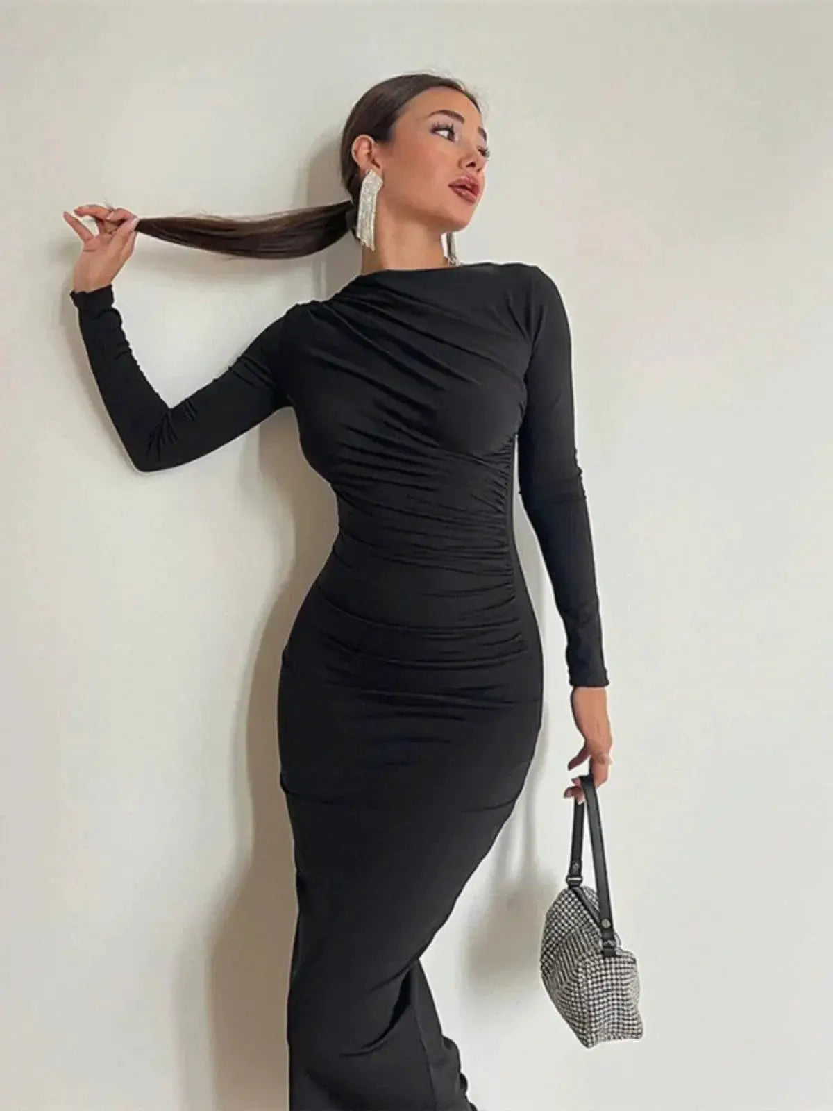 Sophisticated Ruched Sheath Dress For Versatile Office Wear