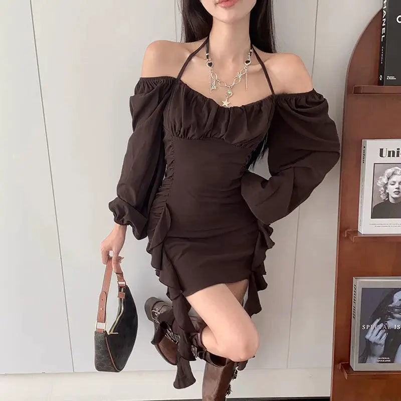 French Fishtail Dress Autumn Elegance Modern Chic Style