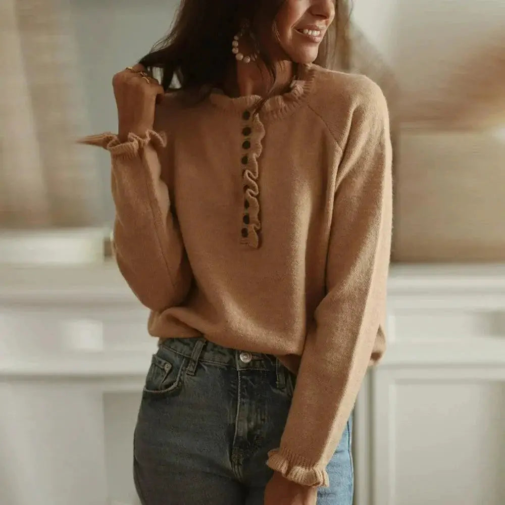 Fashion Raglan Knitted Lace Collar Pullover Chic For Women