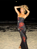 Lady Wind Dress: Floral Print Tube Top Dress with Lace Detail