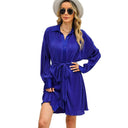 Fall 2024 New Arrival Pure Color Long Sleeves Dress