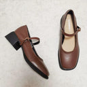 Soft Leather Square-Toe Strap Shoes for Stylish Winter Wear