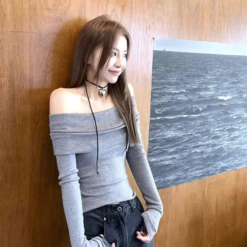Japanese Charm Off Shoulder Sweater Elegant Comfortable Chic