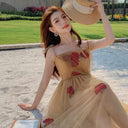 Chic Retro Mesh Beach Dress with Princess Collar Summer Elegance