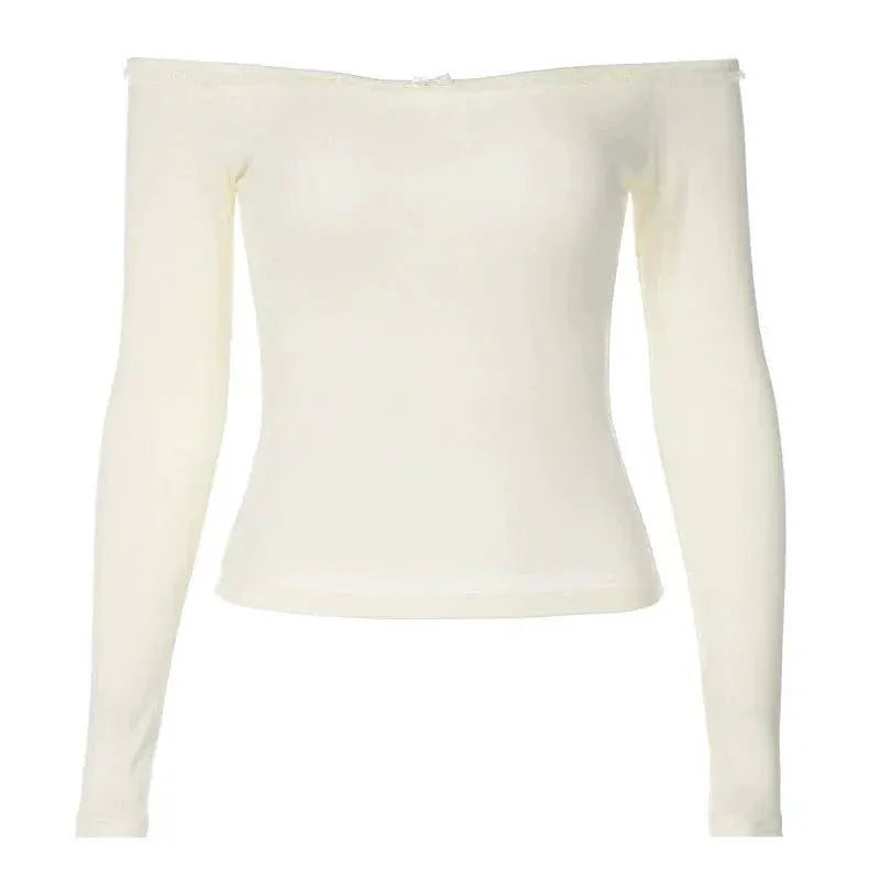 Chic Off Shoulder Slim Fit Top Backless Long Sleeve Tee