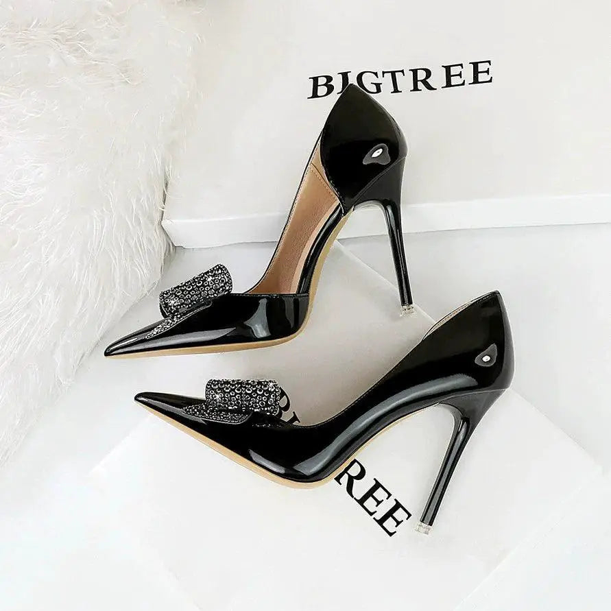 European High Heels Patent Leather Pumps For Elegance