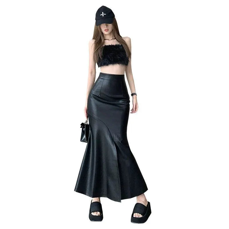 Korean Chic Fishtail Skirt Elegant Autumn Party Wear