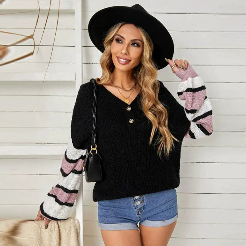 Fashion Loose Plus Size V Neck Sweater For Autumn Winter