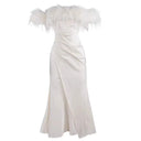 Annual Meeting Off-Shoulder Dress Chic Elegant Attire Fashion