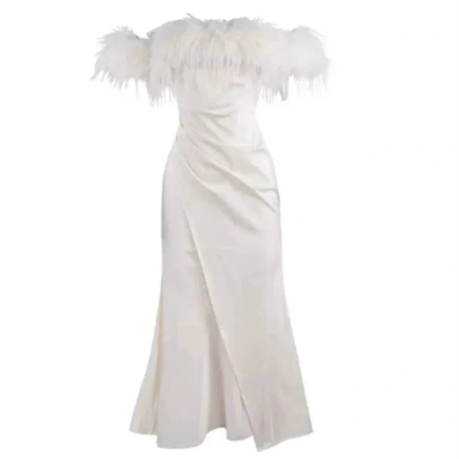 Annual Meeting Off-Shoulder Dress Chic Elegant Attire