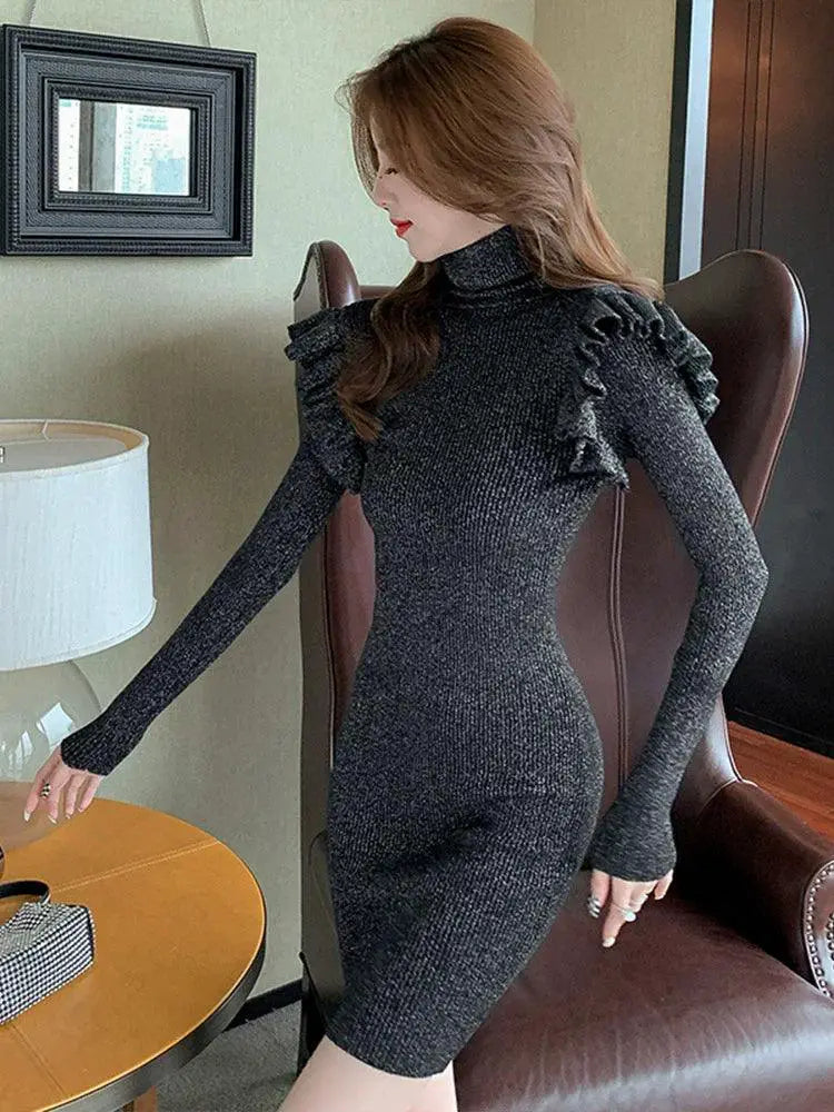 Winter Chic Slim Fit Turtleneck Dress For Women Everyday