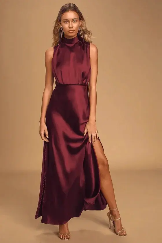 Smooth Elegance High Slit Socialite Dress Modern Day Chic