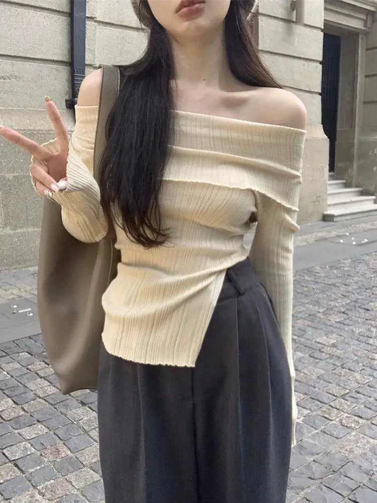 Cozy Off The Shoulder Knitwear For Plus Size Fashion Piece
