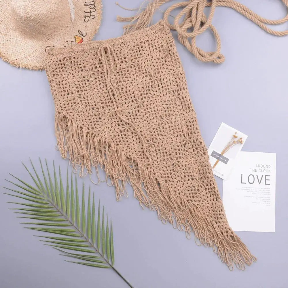 Seaside Boho Crochet Bikini Skirt For Summer Beachwear