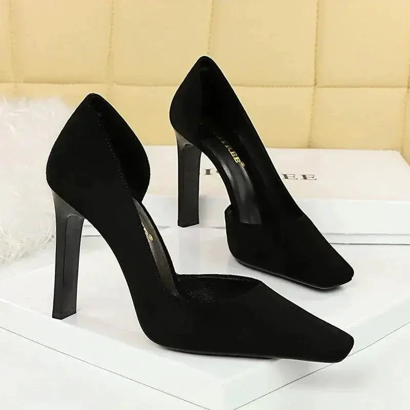 Elegant Suede Hollow Out High Heels For Autumn Style