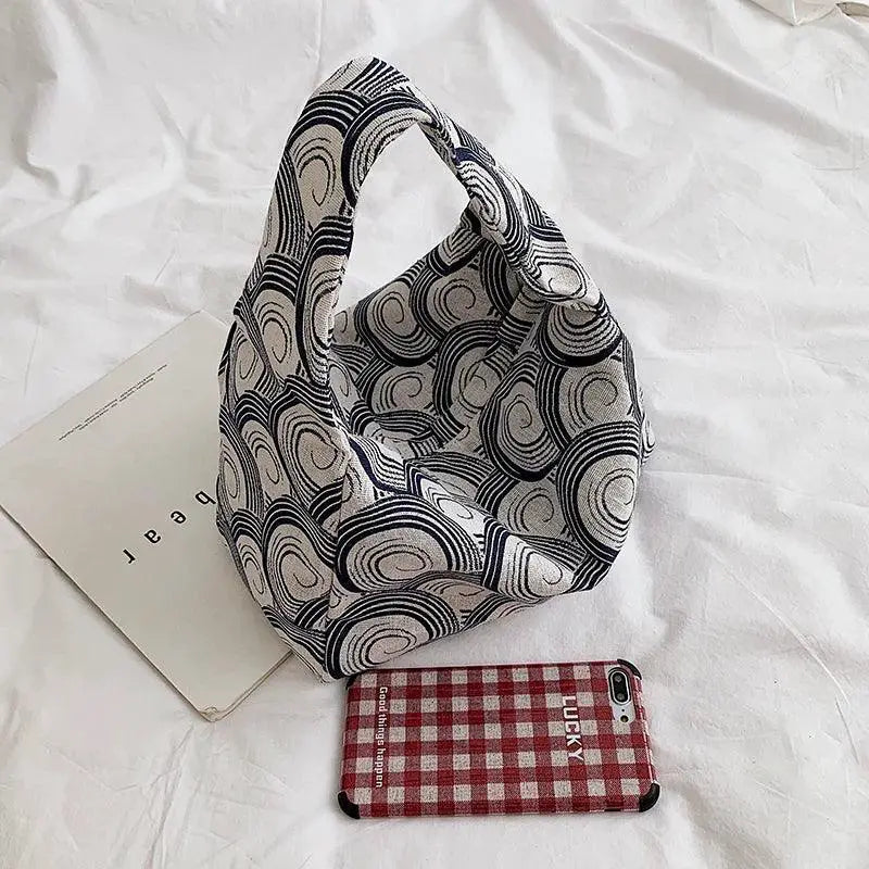 Retro Cotton Lunch Bag Canvas Tote For Foodies And Fans