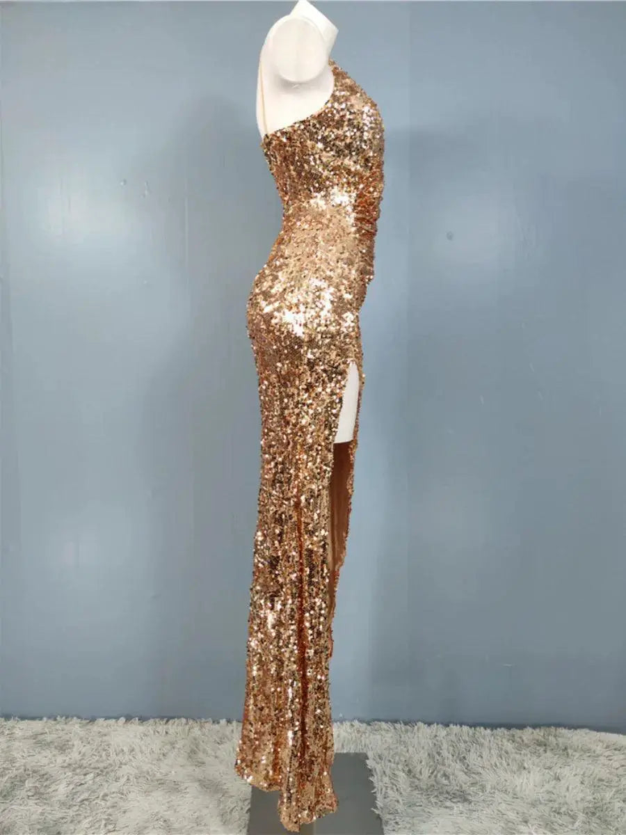 Glitter Sequin V Neck Party Dress for Nightclub Glamour